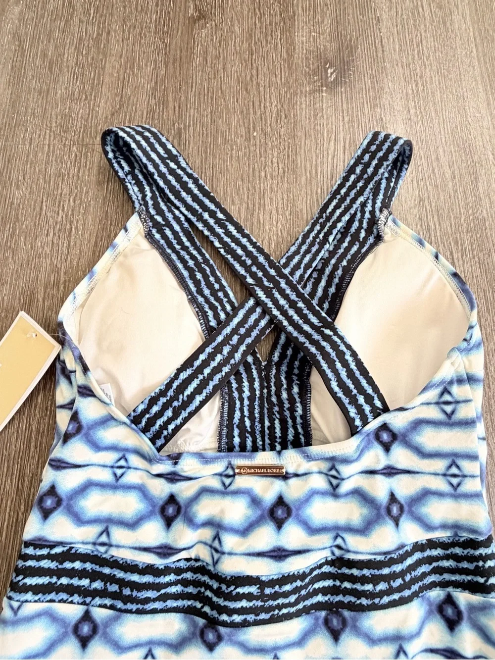 Michael Kors Navy and White Patterned One-Piece Swimsuit